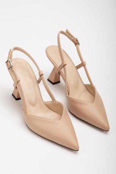 Dilimler Ayakkabı Γυναικεία παπούτσια με τακούνι Nude Color V Face Side Pole