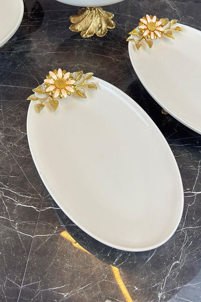 MAY HOME Papatya 4 Piece Porcelain Bowl Plate Presentation Set & Footed Bowl Footed Plate