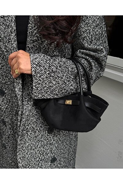 Tina İstanbul حقيبة نوبوك صغيرة سوداء - مع تفاصيل الحزام