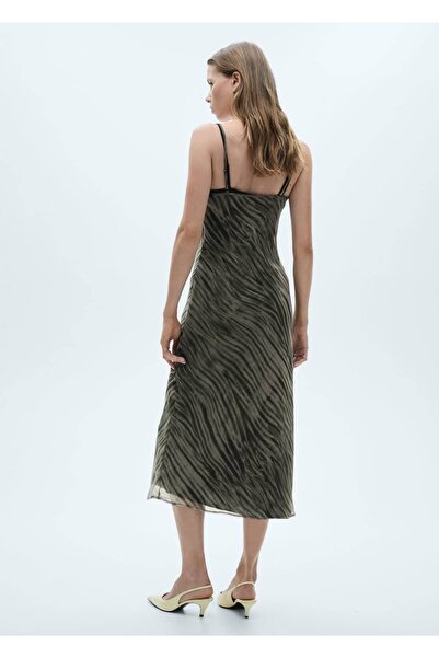 MANGO Woman Çift askılı desenli elbise