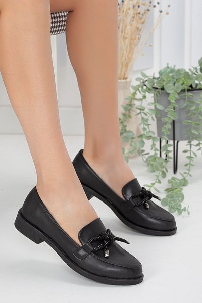 Dilimler Ayakkabı Stoned Skin Black Women's Casual Shoes