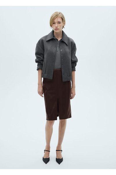 MANGO Woman Fustă creion aspect piele