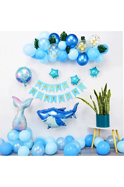 DÜVENCİ TİCARET KÖPEK BALIĞI DENİZ KIZI KUYRUK FOLYO BALON ZİNCİR SET