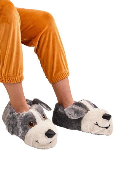 Liger Παντόφλες Unisex Grey Cute Dog Figured Αντιολισθητική βάση