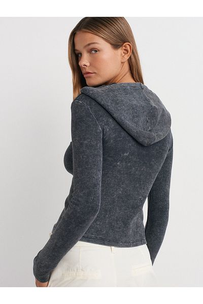 Dilvin 31265 Washing Effect Hooded Ball-Anthracite