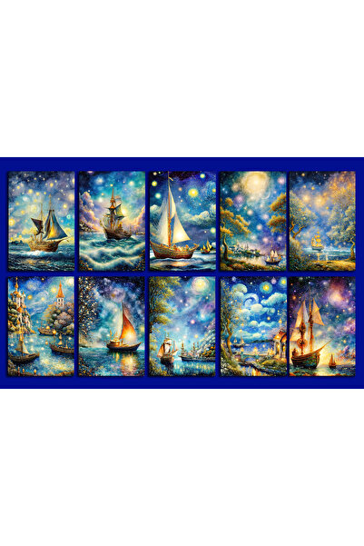 TELLGRAF مجموعة بطاقات بريدية تحت عنوان السفن (10x15 سم 10 قطع)