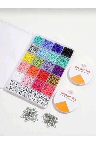 SESİKA HOBİ 24lü Kutu İçinde Kum Boncuk Seti Takı Yapma Seti