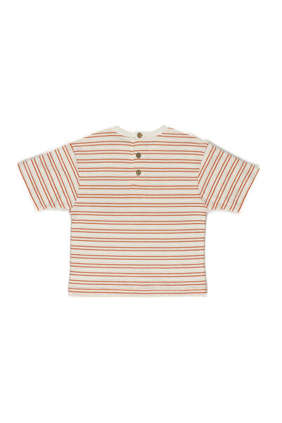Panço StripedT-ShirtwithPocketDetail