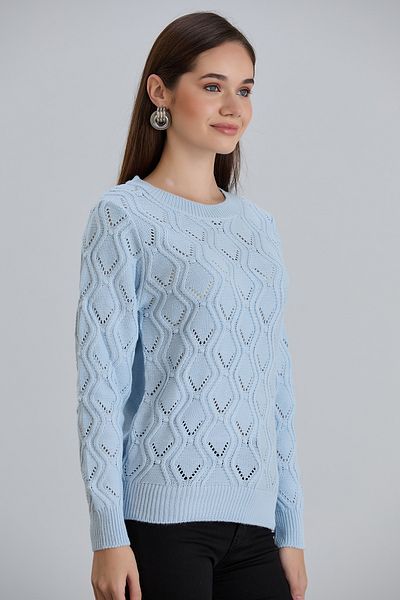 hanope Pulover de damă, tricotaj cu model ajurat, tricotat, albastru