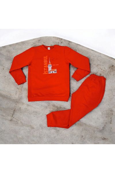 Mira Kids Boy's Winter Top and Bottom Set Istanbul Printed