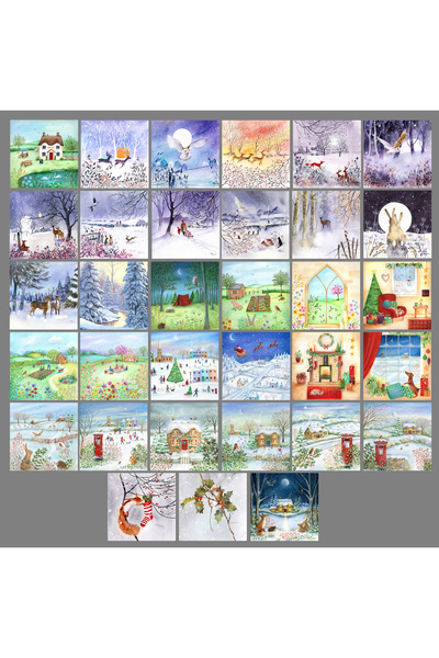 TELLGRAF Kış - Yılbaşı Temalı Kartpostal Seti (10x10 cm 33 Adet)