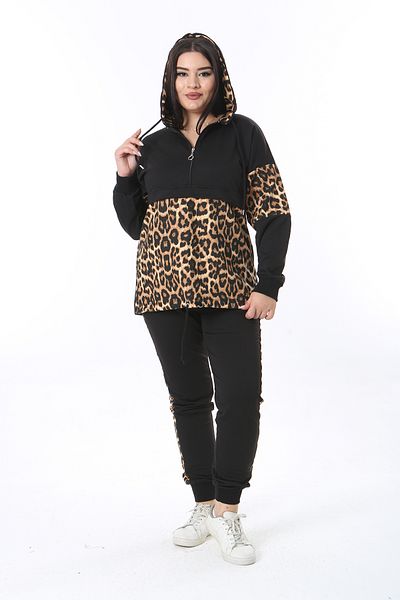 Şans Set de hanorac și pantaloni cu imprimeu leopard Leopard - 65N38375