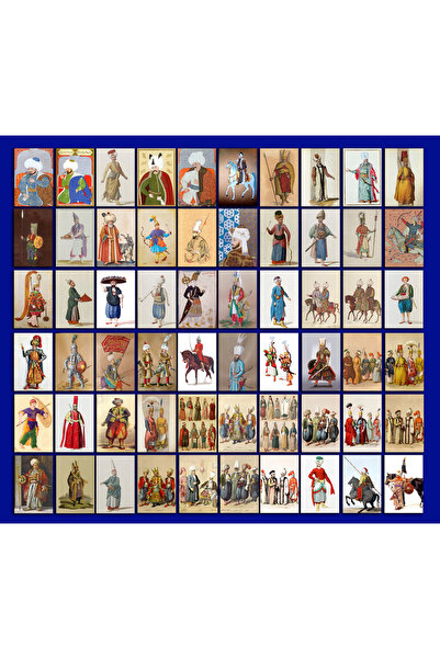 TELLGRAF مجموعة بطاقات بريدية تحت عنوان ملابس الدولة العثمانية (10x15 سم 60 ق...