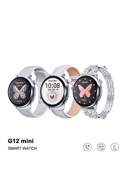 Genel Markalar Hrs Teknoloji G12 Mini Akıllı Saat 3 Kordonlu Bayanlar Için Şı...