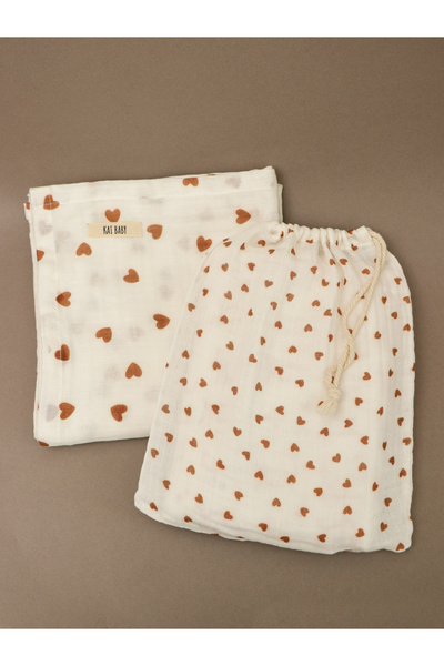 Kai Baby 100% Organic Cotton Muslin Set - Cinnamon Pouch and Cover, Mouth Wipe Gift