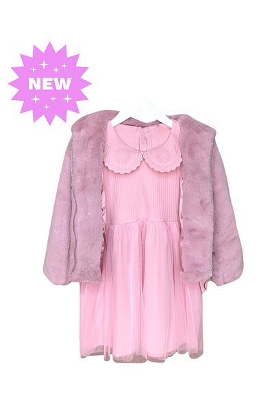 LİTTLE TORTOİSE Girl's Tutu Elegant Baby Collar Embroidered Dress