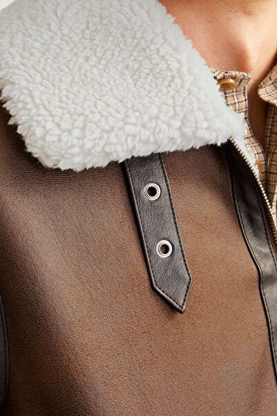 Jack & Jones Jorcole Aviator Jacket Ανδρικό δερμάτινο μπουφάν Shearling