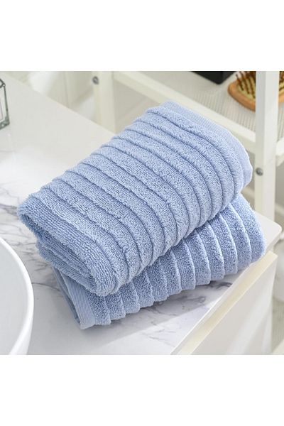 KAYABEY HOME Prosop albastru cu dungi 70x140 cm |   Prosop moale și cu absorbție ridicată pentru plajă, baie și duș