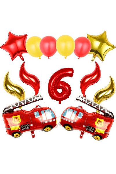 DÜVENCİ TİCARET Firefighter Themed Foil Balloon Set