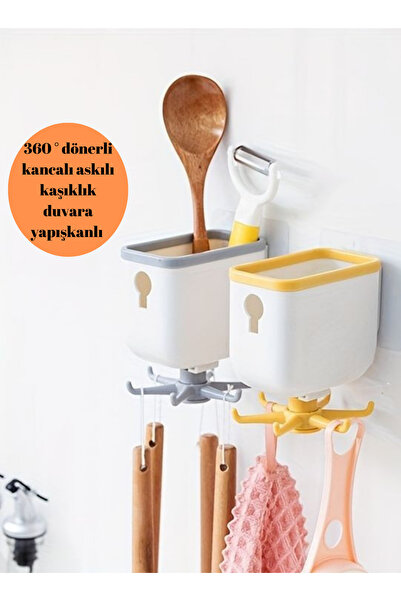 BRE HOME Yapışkanlı duvara Pratik mutfak askılığı organizatör ve mutfak düzenleyici hazneli kaşıklık