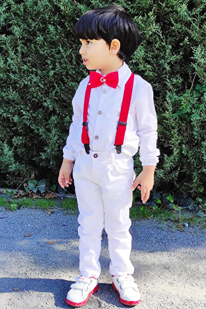 Nacar Erkek Çocuk Gömlek Pantalon Aski Papyon Takım 29 Eki?m ( Papyonda Ay Yı...