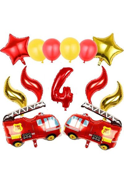 DÜVENCİ TİCARET Firefighter Themed Foil Balloon Set