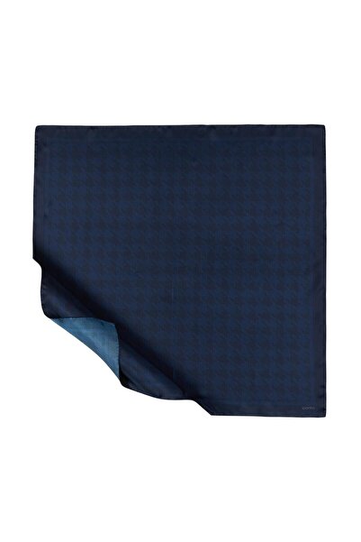 ipekevi Eșarfă din mătase Tivil cu picioare de gâscă 1180-albastru închis