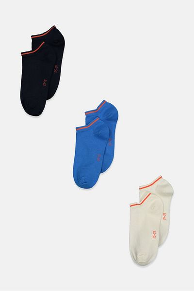 Tchibo Kid Boys 3 Pairs of Cotton Low,Cut Socks, Blue and Off White and Navy
