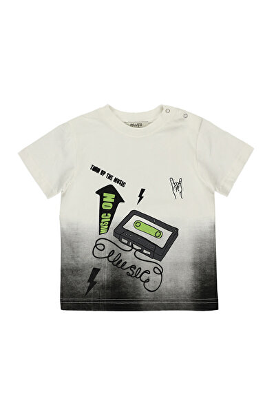 Panço Erkek Bebek Baskılı Kısa Kollu Beyaz Tişört