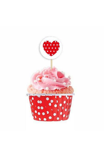 EFE PASTACILIK Red Polka Dot Muffin Paper Capsules 25 Pieces 50x39 Mm