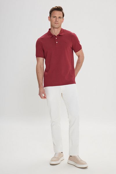ALTINYILDIZ CLASSICS Ανδρικό κοντομάνικο μπλουζάκι Claret Red Slim Fit με λαιμόκοψη 100% βαμβάκι