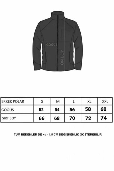 BEG COLLECTİON Ανδρικό φλις μπουφάν με 3 τσέπες με φερμουάρ, χοντρό φλις