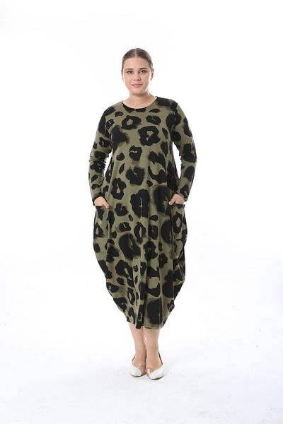 özle fashion Γυναικείο Μακρυμάνικο Σχέδιο Φόρεμα Jumbo Plus Size