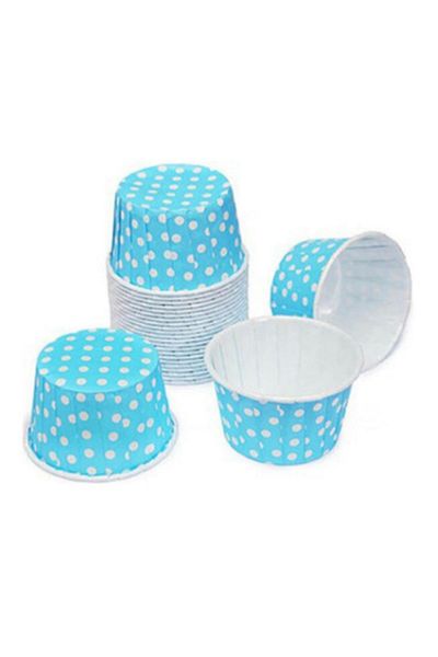 EFE PASTACILIK Blue Polka Dot Muffin Paper Capsules 25 Pieces 50x39 Mm