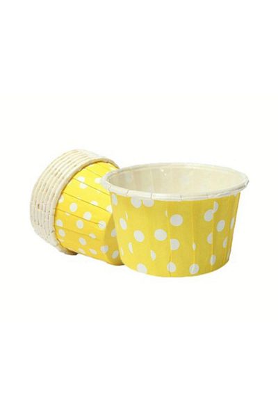 EFE PASTACILIK Yellow Polka Dot Muffin Paper Capsules 25 Pieces 50x39 Mm