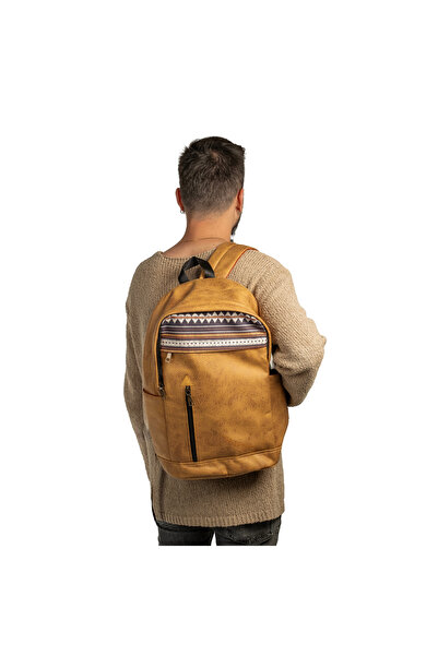 Street Bag Ortopedik Destekli Etnik Otantik Bohem Desenli Su Geçirmez Suluk ve Laptop Bölmeli Gizli Cepli Çanta