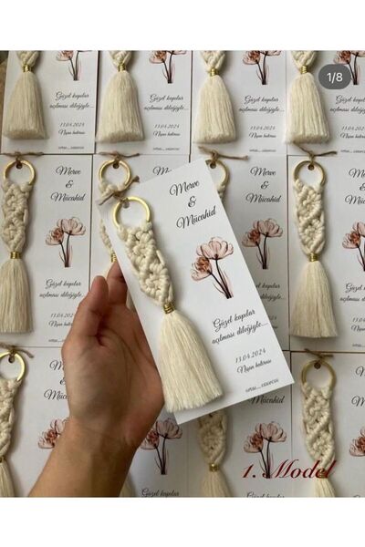 Larmina Decoration 25 Adet Makrome Anahtarlık Düğün Nişan Nikah ve Söz Hatıra...
