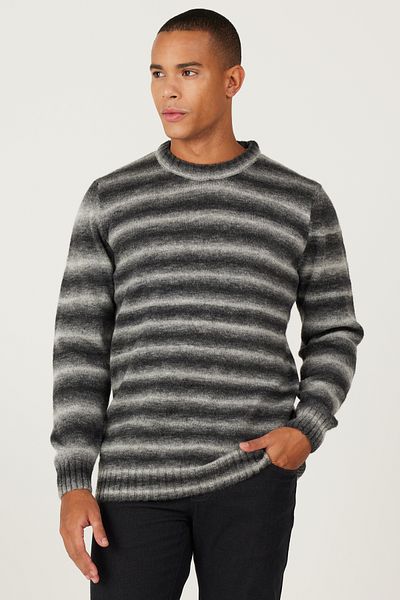 ALTINYILDIZ CLASSICS Men's Anthracite-Gray Wool Standard Fit Regular Cut Crew Neck Knitwear Sweater