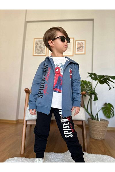 SPIDERMAN Σετ φόρμας για αγόρι Spiderman 3 τεμαχίων με κουκούλα Spiderman - 2 κλωστές 3-10 ετών