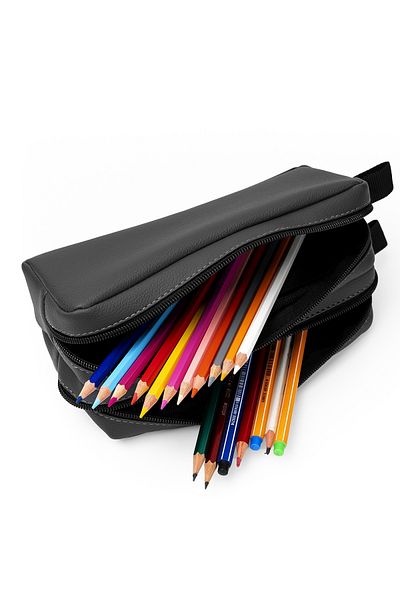 Gözde Proje Faux Leather Double Eyed Dark Gray Pencil Case