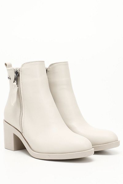 GÖNDERİ(R) Women/Girls Beige Double Zipper Thick Heeled Boots
