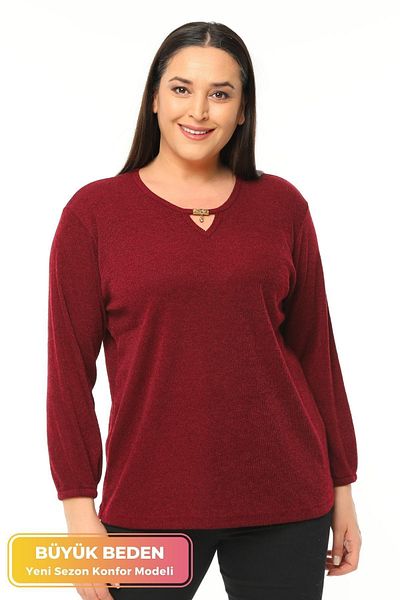 tarzımsüper Bluză de tricotaj cu guler de mărime mare, cu mâneci cu textura moale, cu confort elastic, model Pulover elegant din tricotaje