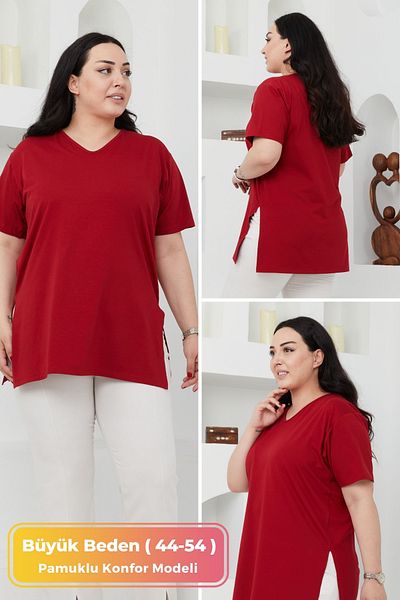 tarzımsüper Dimensiune Mare Bumbac Organic Slitura Laterala Lycra Model Confort mânecă scurtă Tricou Sport și Casual