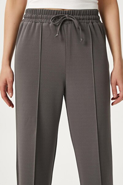 Ritnice Women's Moment Laced Lycra Elastic Waist Anthracite Palazzo Trousers