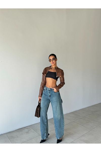 Asia PANTALONI BAGGY JEAN CU CATARAMĂ LATERALĂ