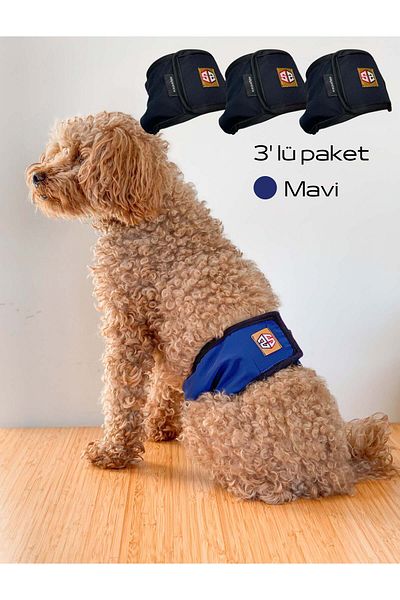 salya store Blue Male Dog Pee Cloths - 3-Piece Advantageous Set |   Waterproof and Washable Men's Dog Panties