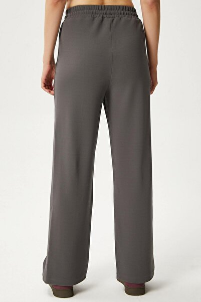 Ritnice Women's Moment Laced Lycra Elastic Waist Anthracite Palazzo Trousers