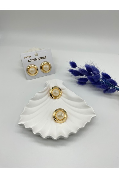 REYNA Kadın Gold Detay Boncuk Küpe