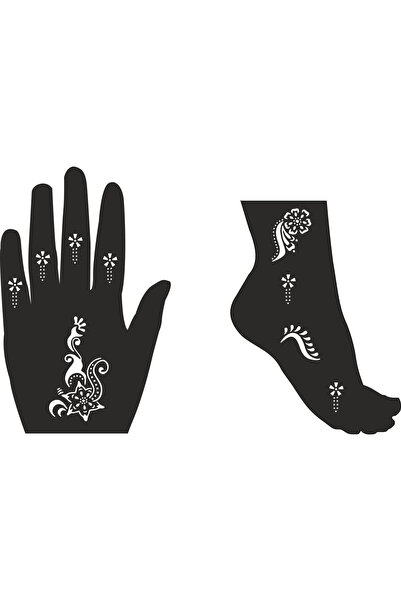 hennadibace Kına Kalıbı (Geçici Dövme Şablonu)+ SİYAH Hint Kınası Henna tatto...