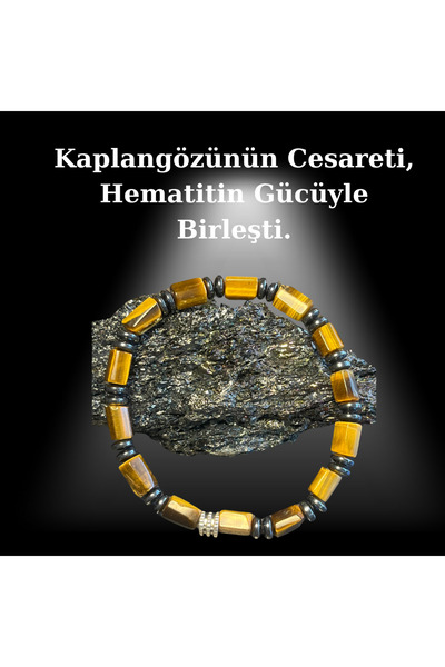 Sertifikalı Doğal Taş Kaplangözü Hematit Bileklik